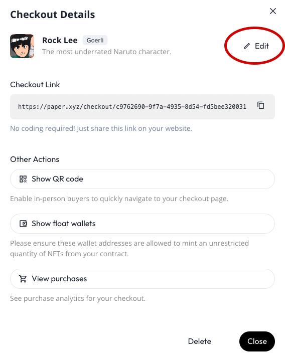 Paper checkout details are shown in the Paper Developer Dashboard.