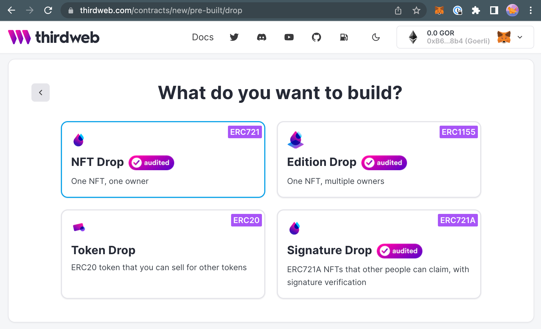 Use the thirdweb NFT drop smart contract