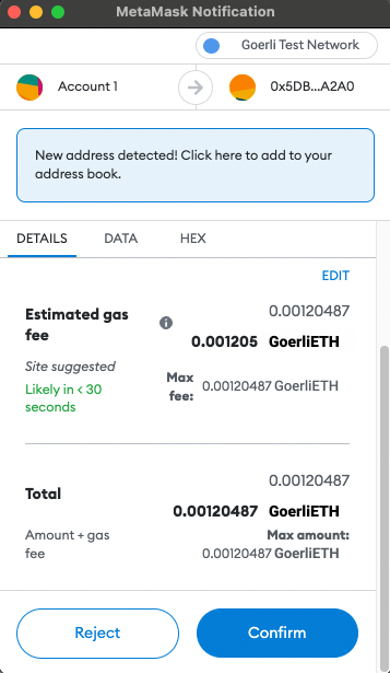 Confirm your transactions on your MetaMask wallet