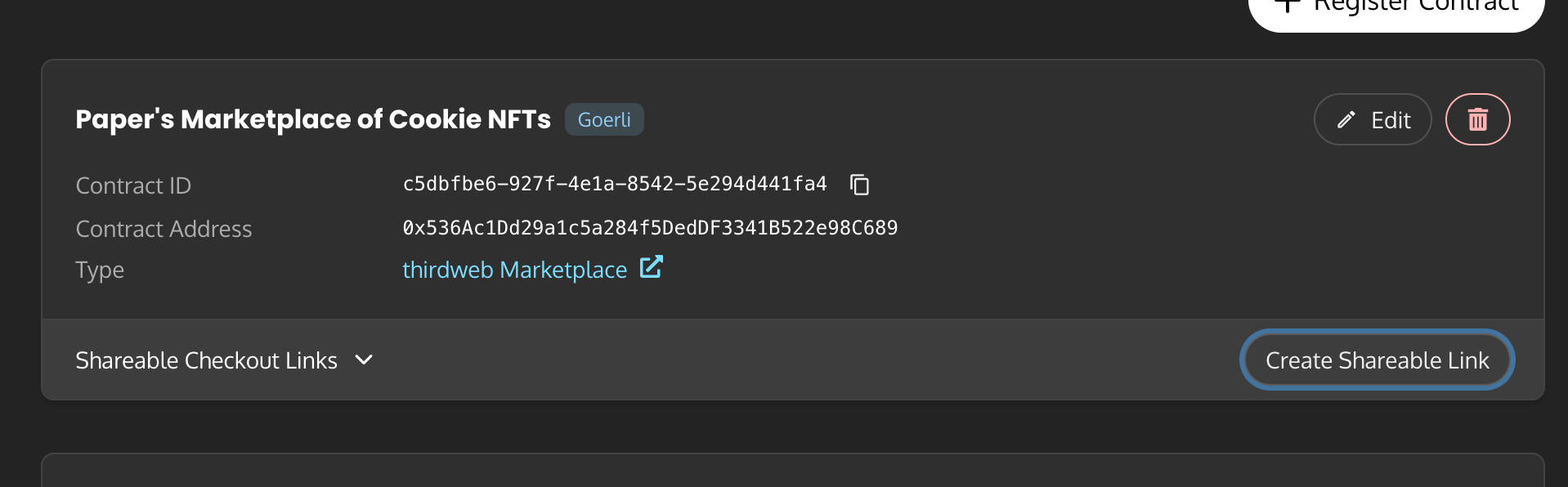 Create a shareable link to create a NFT checkout with credit card using Paper.