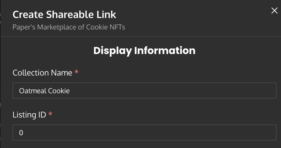 Add in your listing ID to start selling your NFT with credit card using Paper.