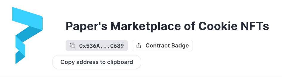 Copy the address for the thirdweb marketplace smart contract