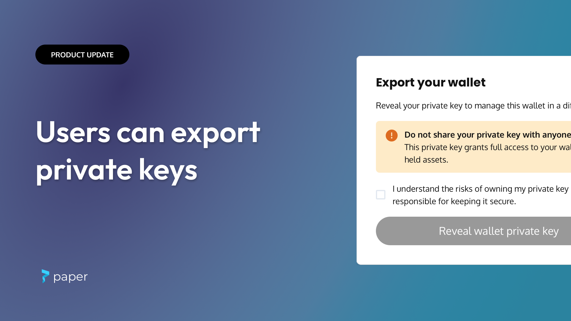 Add the ability to export private key for embedded wallets